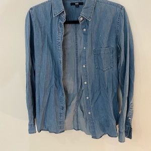 Denim button up top
